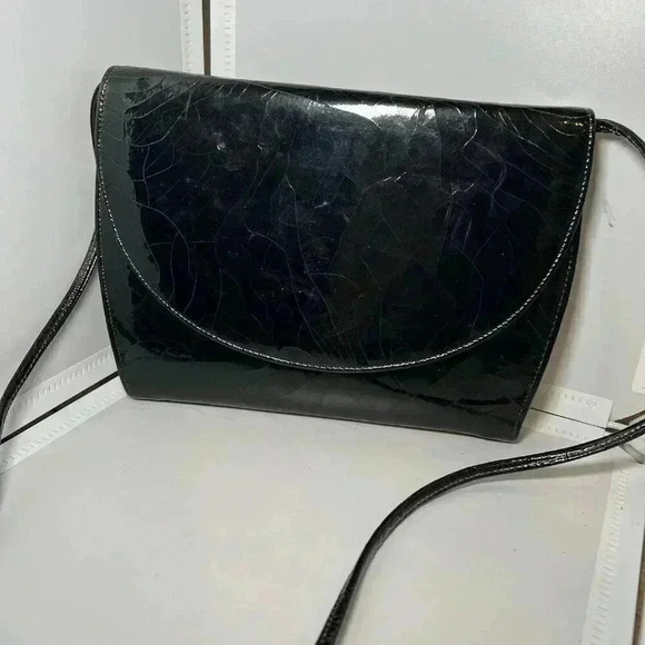 Vintage black clutch evening bag Faux Leather - Picture 1 of 5